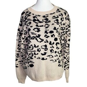 Jodifl Leopard Print Sweater - Black and Cream
